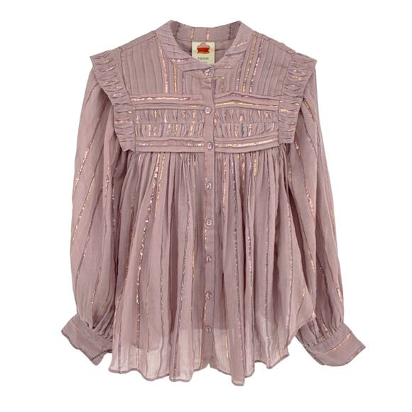 FARM RIO Pleated Yoke Blouse Light Pink S - Picture 1 of 12